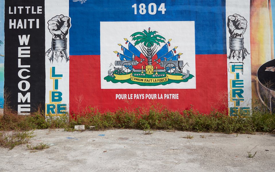 A welcome mural in Miami's Little Haiti neighborhood in 2020