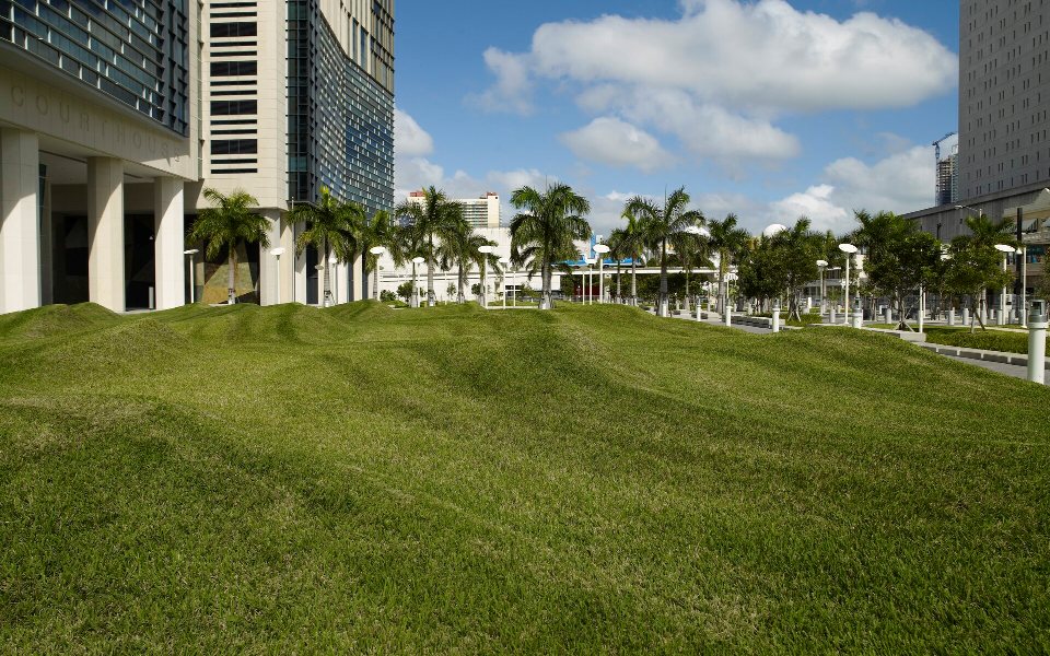 The grounds of the Wilkie D. Ferguson Jr. U.S. Courthouse in Miami
